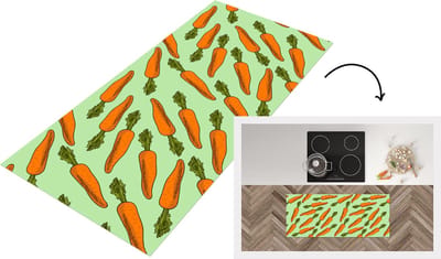 Keukenloper - Loper keuken - Vintage - Wortel - Patronen - Groente - 120x50 cm - Keukenloper vinyl