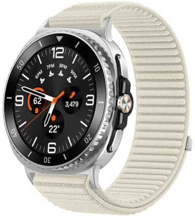 By Qubix - smartwatch bandje - Compatible Samsung bandje - Nylon ribbelbandje - Starlight - Geschikt voor Samsung Galaxy Watch 9 (40/44mm) - Watch 8 (40/44mm) - Watch 8 Classic (46mm)