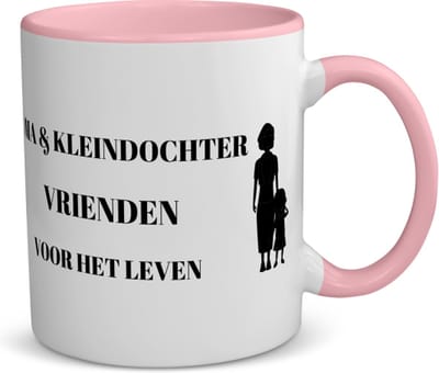 Akyol - oma en kleindochter vrienden voor het leven koffiemok - theemok - roze - Vriend - oma/kleindochter - oma cadeautjes - cadeau - kado - geschenk - kleindochter verjaardag - kleindochter artikelen - 350 ML inhoud