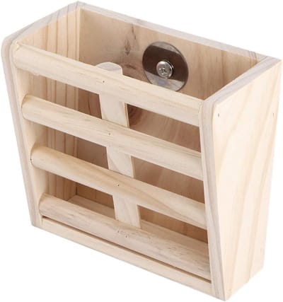 Houten Gras Rack - Huisdier Voerbak - Kleine Dieren Voeden - Anti-Verspilling Ontwerp - 16 x 8 x 15 cm