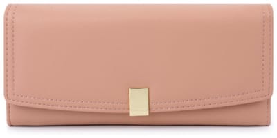 Damesportemonnee met grote capaciteit - drievoudig opvouwbaar - waterdicht en antislip - meerdere kaartsleuven - 19*3,5*9 cm - roze - 1 stuk