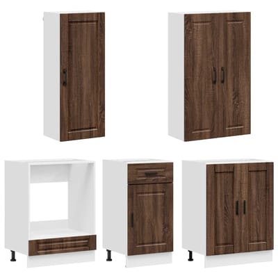 vidaXL - Keukenblok - PORTO - 5 - st - Bruin - eiken - Bewerkt - hout
