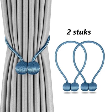 Alcantara-Luxe Gordijn Embrasse - Gordijn Houder- Blauw - Magnetisch - Gordijn Accessoires - 2 Stuks-40 cm