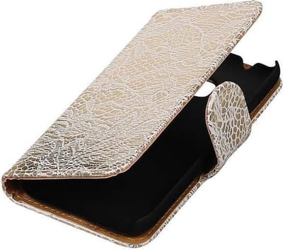 Bloem Bookstyle Hoesje - Wallet Case Telefoonhoesjes - Geschikt voor Samsung Galaxy J1 mini (2016) J105F Wit