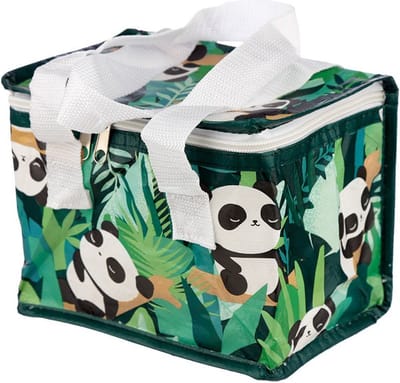 Koeltas - panda print - groen - 4 liter - 16 x 21 x 13 cm - koelboxen - picknick/strand - lunchtas