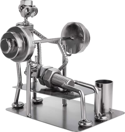 La'Moussawi ® Unieke handgemaakte metalen bodybuilder decoratie met pennenhouder voor sportliefhebbers