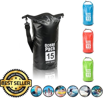 Waterdichte Tas - Dry bag - 15L - Ocean Pack - Dry Sack - Survival Outdoor Rugzak - Drybags - Boottas - Zeiltas -Zwart