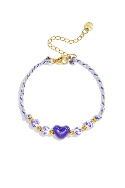 Bijoutheek Armband (Sieraad) Summer Vibe Touw Kralen Hart Blauw