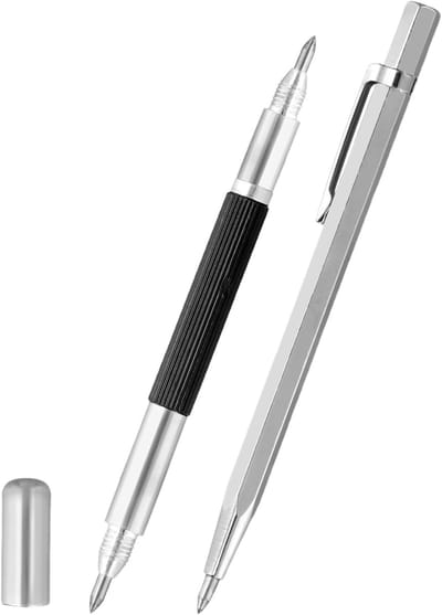 Metaal Pen - Graveer Pen Set - Precisie Markeren - Krasbestendig Composiet - 2 Stuks - Zilver