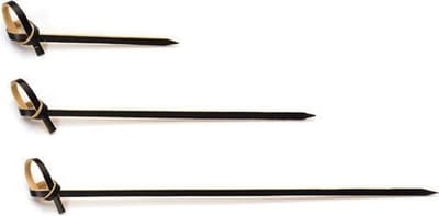 200 st. 200st. Bamboe Cocktailprikkers Knoop Zwart model -  150mm