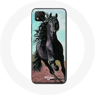 Xiaomi Redmi 9C hoesje Het zwarte paard van het Friese ras zwart