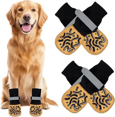 Dubbele Zijdige Hondensokken - Antislip, Zachte en Verstelbare Bescherming voor Hondpootjes, Binnen Traction Controle voor Kleine Honden (4 Stuks)
