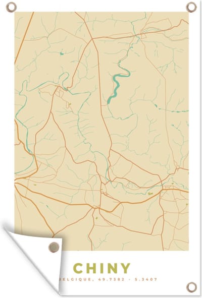 Muurdecoratie Stadskaart - Vintage - Chiny - Plattegrond - Kaart - 120x180 cm - Tuinposter - Tuindoek