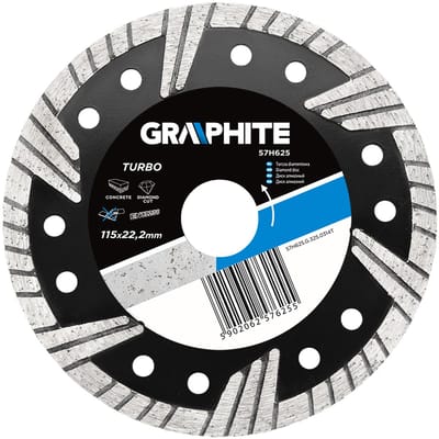Graphite Serie - Diamentrkettingblad - Turbo - 115 mm - Voor Beton en Steen