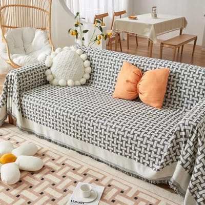 Vier Seizoenen Romeinse Deken Chenille Zachte Bankovertrek Stofdicht Anti-kat Krab Bescherming Bankplaid Picknick Blauwe Deken Mat 180x130cm gray