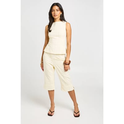 boohoo Dames Geweven Broderie Capri | Citroen | Maat: 34