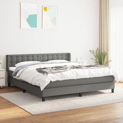 vidaXL - Boxspring - met - matras - stof - donkergrijs - 180x200 - cm
