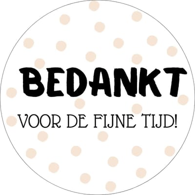 20x Sluitsticker Bedankt Voor De Fijne Tijd - Cadeausticker - Rond - 40mm - Wit Roze - 20 stuks - Afscheid - Basisschool - Uitdelen - Traktatie - Uitdeeltraktatie - Collega