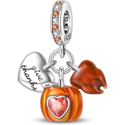Halloween Pompoen Serie Koper Metaal Oranje Oogst Bedel Kralen Componenten Kralen Componenten Ontworpen Voor Authentiek Origineel Armband Hoge Kwaliteit Fijn gray
