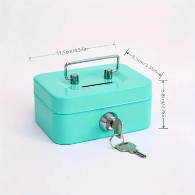 Coffre-fort en métal, Mini coffre-fort, banque d'argent, banque de pièces en métal, boîte de sécurité robuste et Portable pour enfants, Collection de pièces de monnaie vert