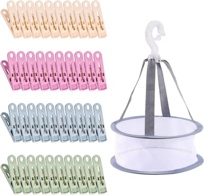 Plastic Kledingknijpers Set van 40 Stuks met Mand - Ideaal voor Gevoelige Kleding, Buitengebruik en Langdurige Service