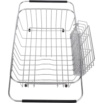 Égouttoir pour évier de cuisine avec porte-baguettes en acier inoxydable extensible Panier d'égouttage pour vaisselle gray