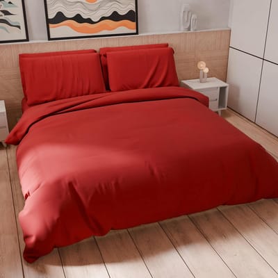 Dekbedovertrek Set - Beddengoed Set Kussenslopen - Slaapcomfort Verhogend - Hypoallergene Microvezel - 200x200 cm - Rood