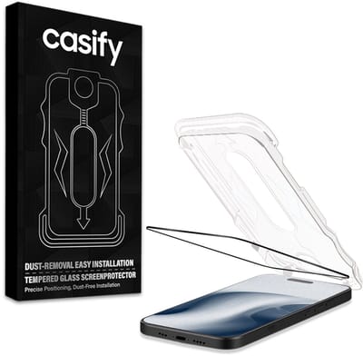 Casify Gehard Glas Full Cover Screenprotector met installatiekit voor de iPhone 16 Pro Max