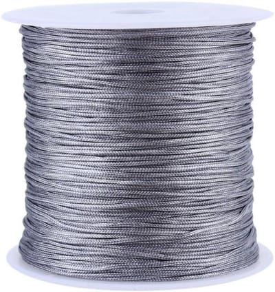 Duurzame Nylon Rattail Trim Koord 100M x 0.8mm voor Sieraden Maken, Grijs, Sterke en Flexibele Draad