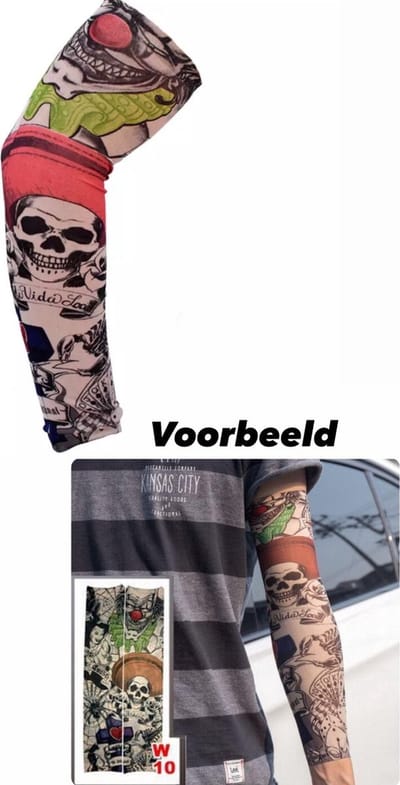 Akyol - tattoo sleeve - mouw tatoeage - skelet tattoo - 1 stuk - 1 mouw - vida loca - carnaval - halloween - feest -tattoe