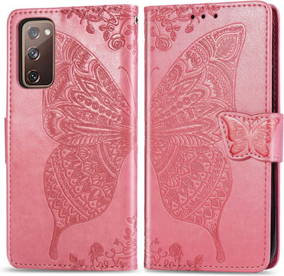 Bookcase geschikt voor Samsung Galaxy S20 FE - Roze - Vlinder - Portemonnee Hoesje