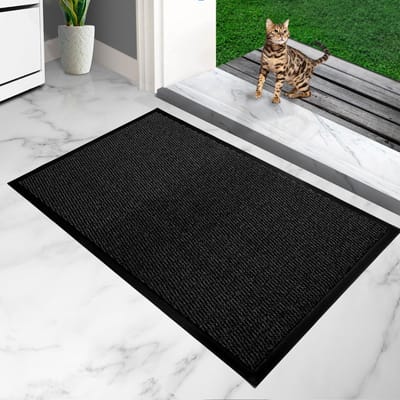 furni24 Deurmat – Gemakkelijk schoon te maken, weerbestendige vuilvangmat met antislip achterkant – Voor binnen- & buitengebruik, zuigend, sneldrogend, wasbaar - Antraciet-zwart, 60x90 cm