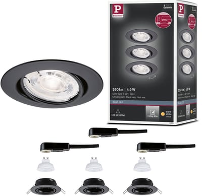 LED-inbouwlamp Base GU10 Flat draaibaar 3x4,9W 3x550lm 230V dimbaar 2700K Zwart mat