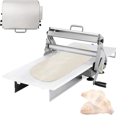 Handmatige Deegroller - Deeg Lamineermachine - Bakkerij Gebruik - Opvouwbaar Design - 11 Diktes 0-25mm - Zilverkleurig