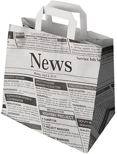 8x 50 Draagtassen papier 25 cm x 26 cm x 17 cm Newsprint met handvaten