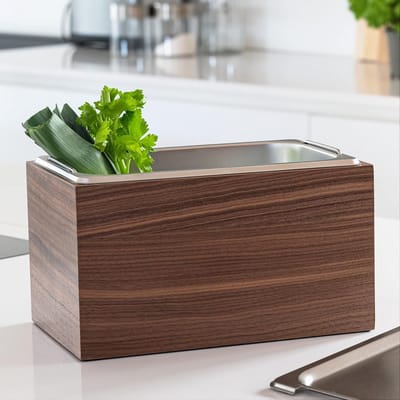 PromoHome Organische Compostbak - 4,5L Inhoud, Vaatwasbestendig, Duurzaam en Houten Design