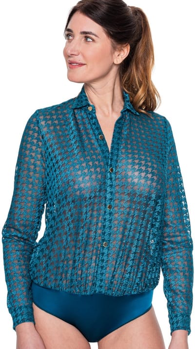 Louisa Bracq Tailor Blouse Body Neon Botanica Blauw 40