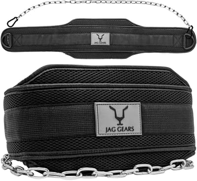 JAG Dip Belt for Gym - Weight Belt 36 Inch Weight Lifting Belt Heavy Duty Steel Lifting Chain for Pull Ups, Training, Powerlifting and Bodybuilding Workout Dipping Belt with Neoprene Backrest