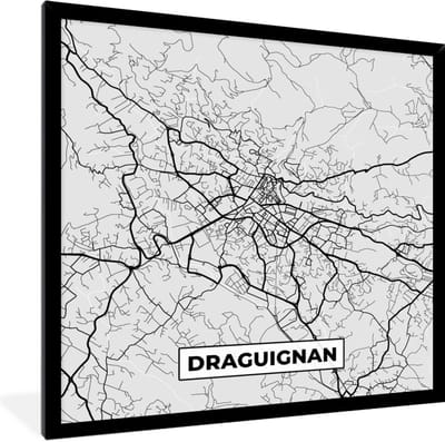 Fotolijst incl. Poster - Frankrijk – Plattegrond – Kaart – Draguignan – Stadskaart - 40x40 cm - Posterlijst