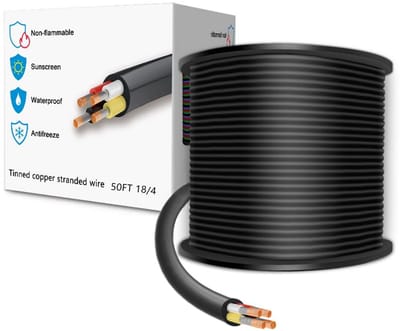4-aderige Stroomkabel - 18 AWG Zuurstofvrij Koper - 15.24 Meter - Wit/Rood/Geel/Zwart - Voor LED, Auto & Boot