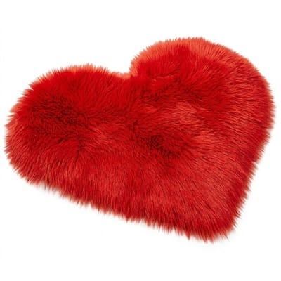 Rood hartvormig pluche vloerkleed 40 x 40 cm zacht fluffy vloermat decoratief kleed voor woonkamer slaapkamer en kantoor binnengebruik