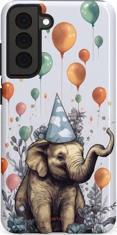 Casetastic Hoesje Geschikt voor Samsung S21 FE - Stijlvolle Beschermende Duo-layer Case - Olifant Verjaardag
