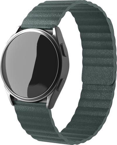Strap-it Magnetisch leren loop bandje - geschikt voor Samsung Galaxy Watch 7 (40 & 44mm) / Galaxy Watch 6 (Classic) / Galaxy Watch 5 / 5 Pro / Watch 4 / 4 Classic / Watch FE - bandje leer met magneet voor Galaxy Watch 4-5-6 alle varianten - groen