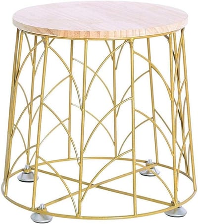 Opstapkruk - Voetenbankje - Woonkamer Decoratie - IJzer en Eiken - Max 100 kg - Zwart
