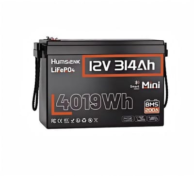 Humsienk 12.8V 314Ah LiFePO4 lithiumbatterijen met Bluetooth, 200A BMS, oplaadbaar voor campers, golfkarretjes, kampeer- en visboten