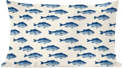Sierkussens - Kussentjes Woonkamer - 60x40 cm - Vis - Patroon - Blauw