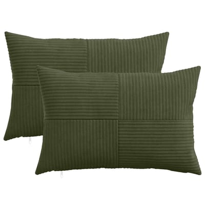 vidaXL - Kussensloop - 2 - pcs - ALMELO - Groen - 50 - x - 75 - cm - corduroy