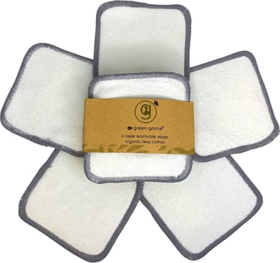green-goose® Herbruikbare Wattenschijfjes XL | 5 Stuks | 10x10 cm Wasbare Make-Up Doekjes | 3 Laags Bamboe Terry