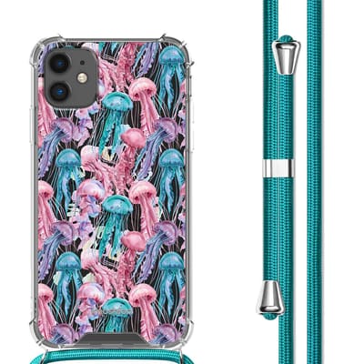 imoshion Hoesje - Geschikt voor Apple iPhone 11 - Design Hoesje met Koord - Jellyfish Watercolor