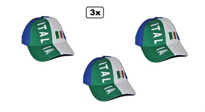 3x Luxe Baseball pet Italie - verstelbaar - Cap Italia EK Voetbal festival thema feest party evenement sport